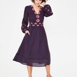 Boden Flossie Embroidered Midi dress UK 12 US 8